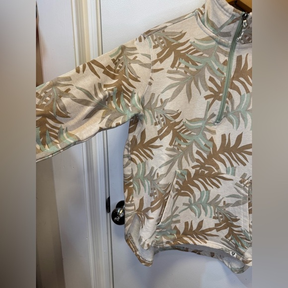 Life Integrity Earth women quarter zip oversized sweatshirt floral beige size m - Picture 5 of 16